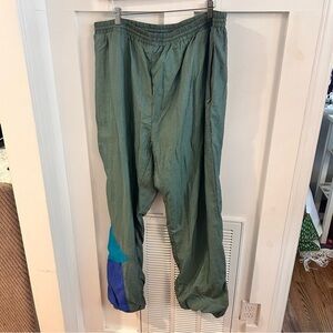 Givenchy Activewear Parachute Pants Green Zip Ankle Lined Pockets Vintage